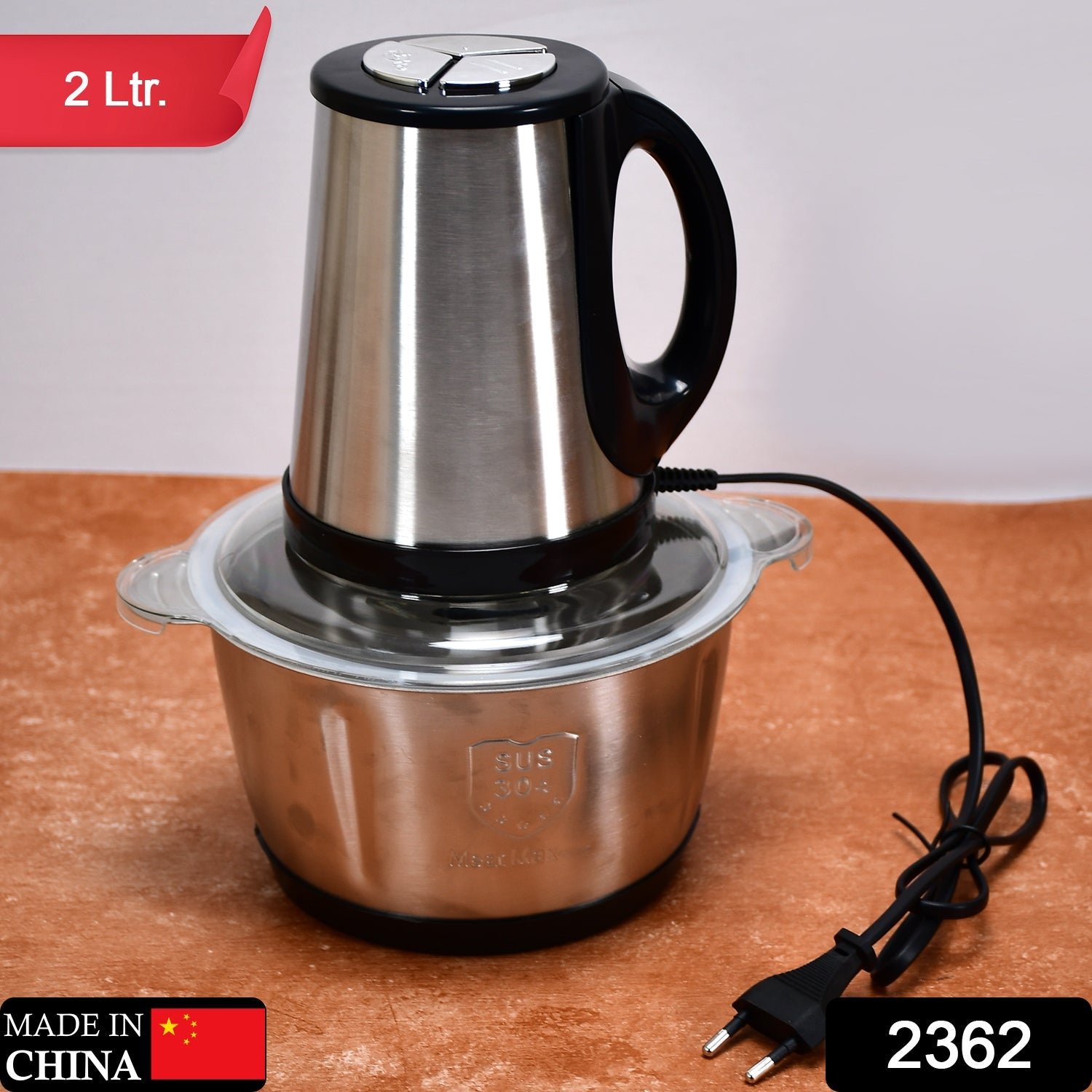 STAINLESS STEEL ELECTRIC MEAT GRINDERS WITH BOWL  (2L, 250WATTS)