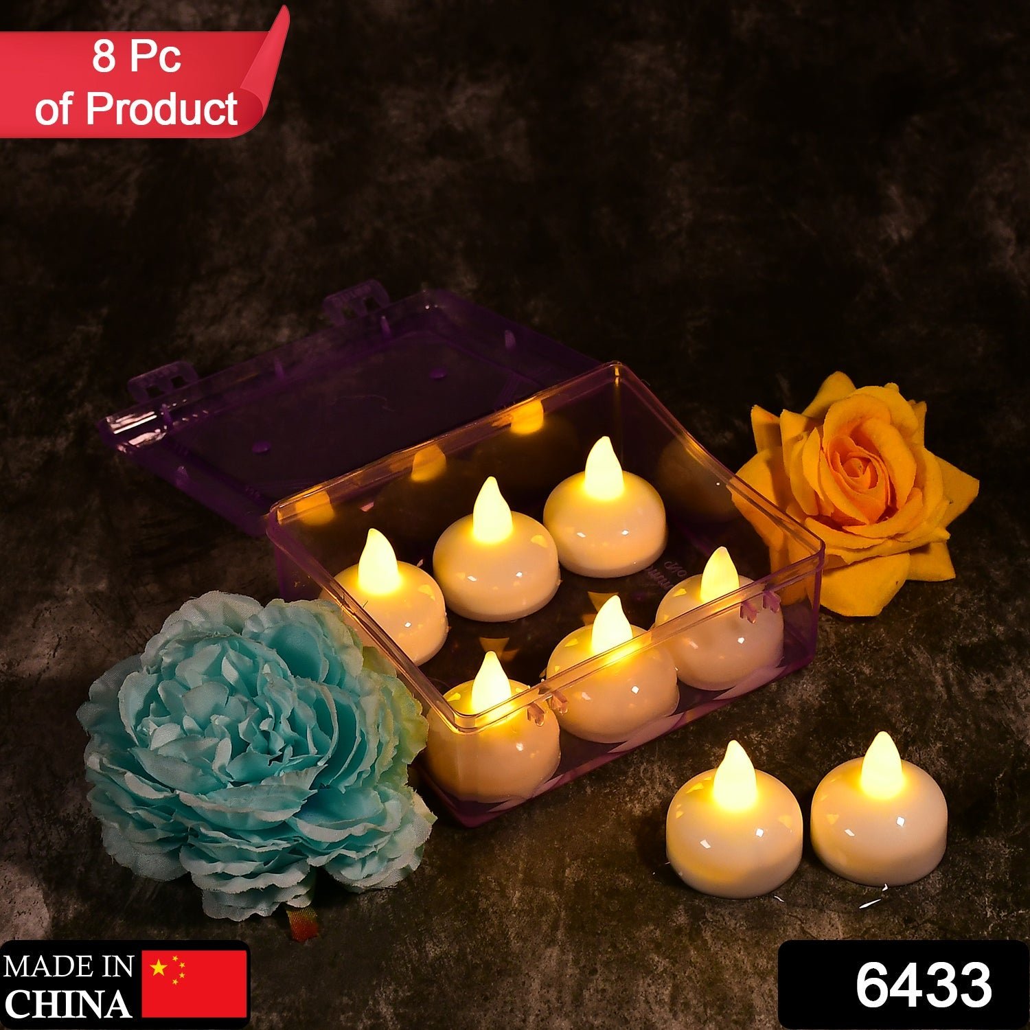 Flameless Floating Tea Light Candles – Battery Operated Set of 8 in Box