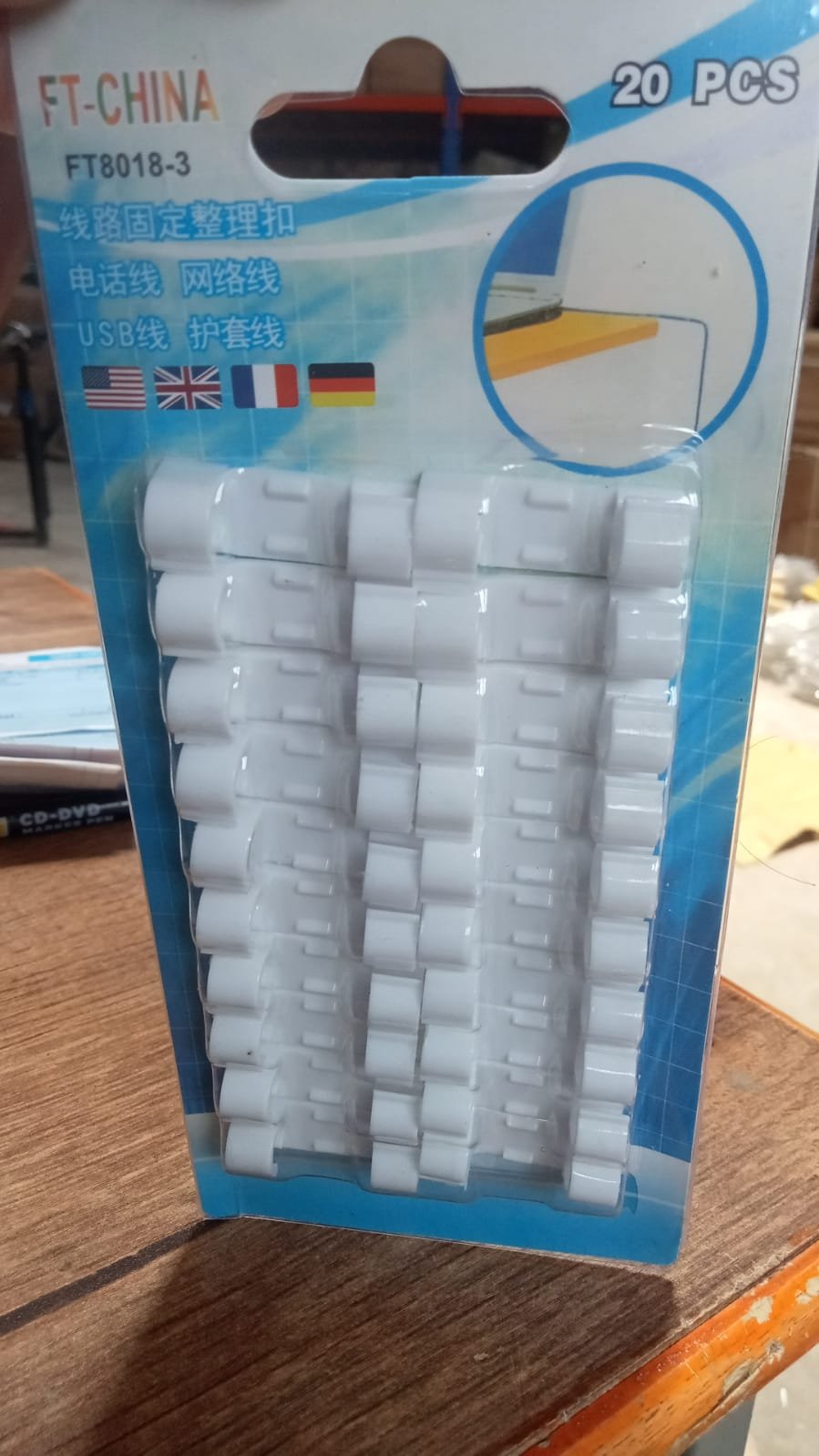 Self-Adhesive Cable Clips – Round Plastic Wire Holder for Cord Management (Pack of 20)