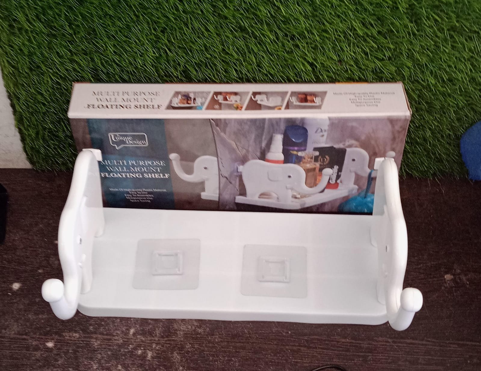 Elephant-Shaped Wall Shelf – No-Punch Mini Organizer for Kitchen & Bathroom