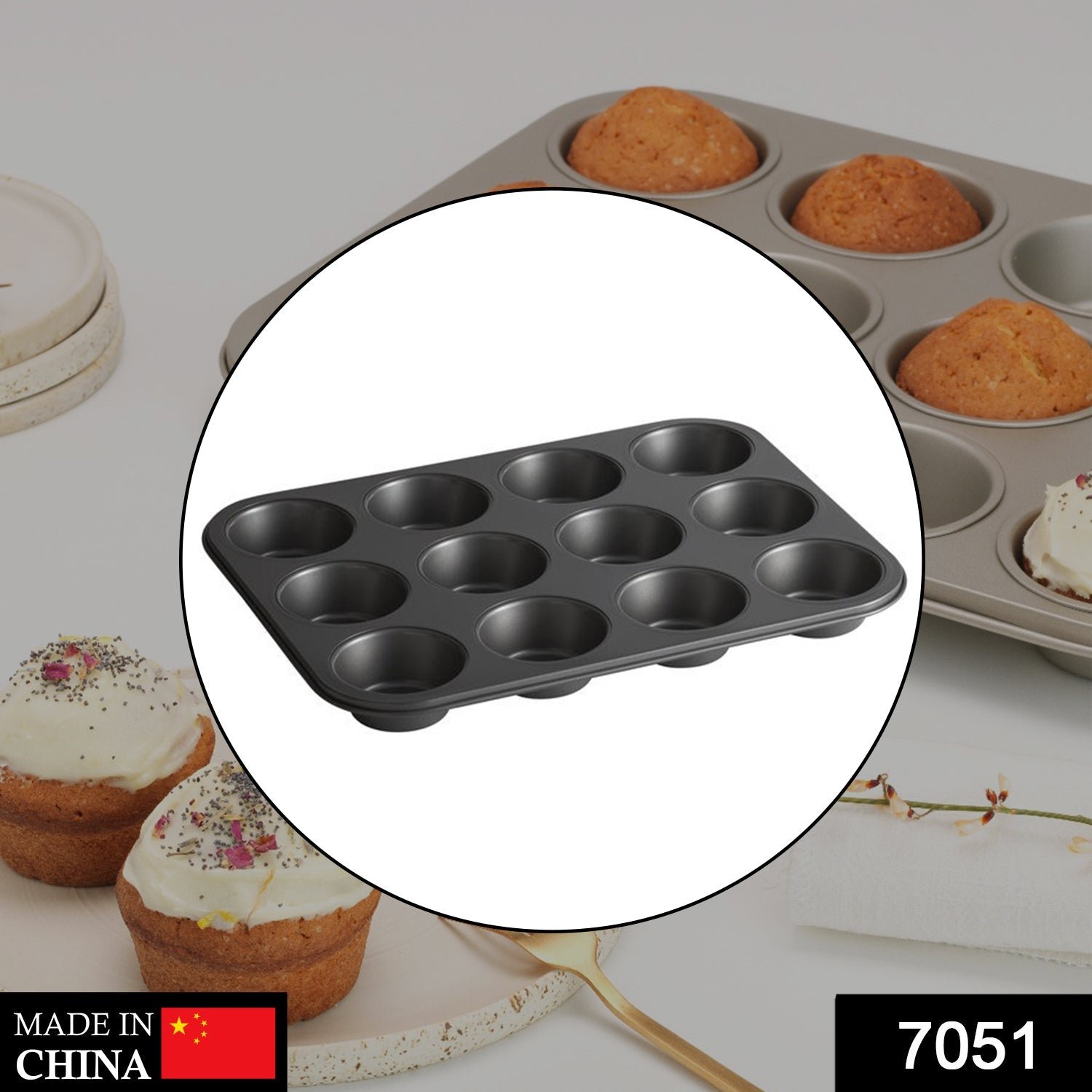 Nonstick Aluminium Muffin Tray Cupcake Pan Tray (12 Cup Cavities)