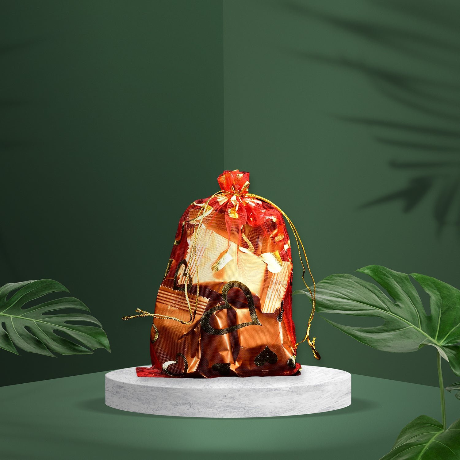 Net Fabric Drawstring Pouch – Organza Shagun Potli for Dry Fruits (Mix Sizes & Design)