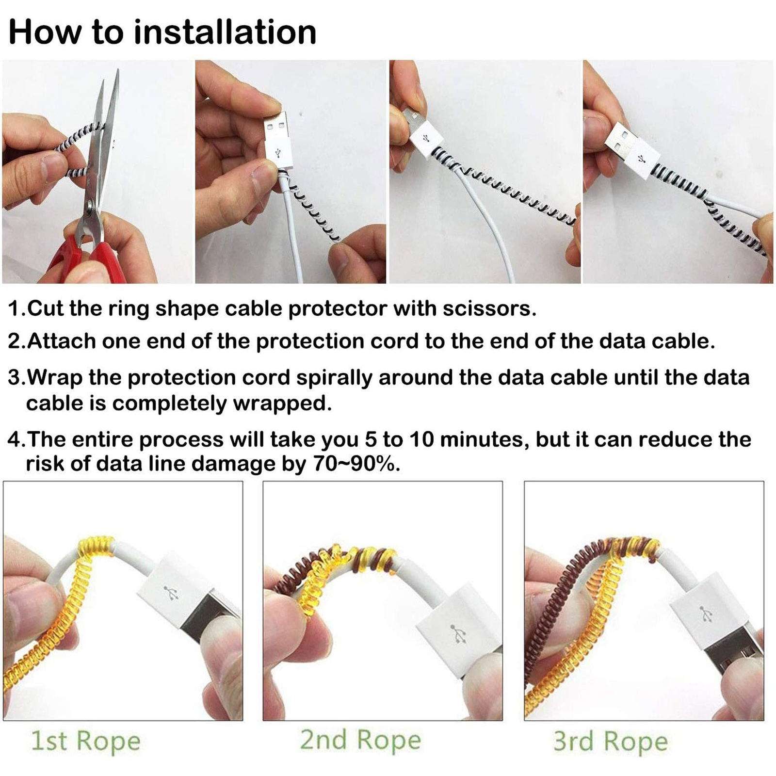 Metallic Cable Protector for Cords & Headphones (Spiral Wrap)