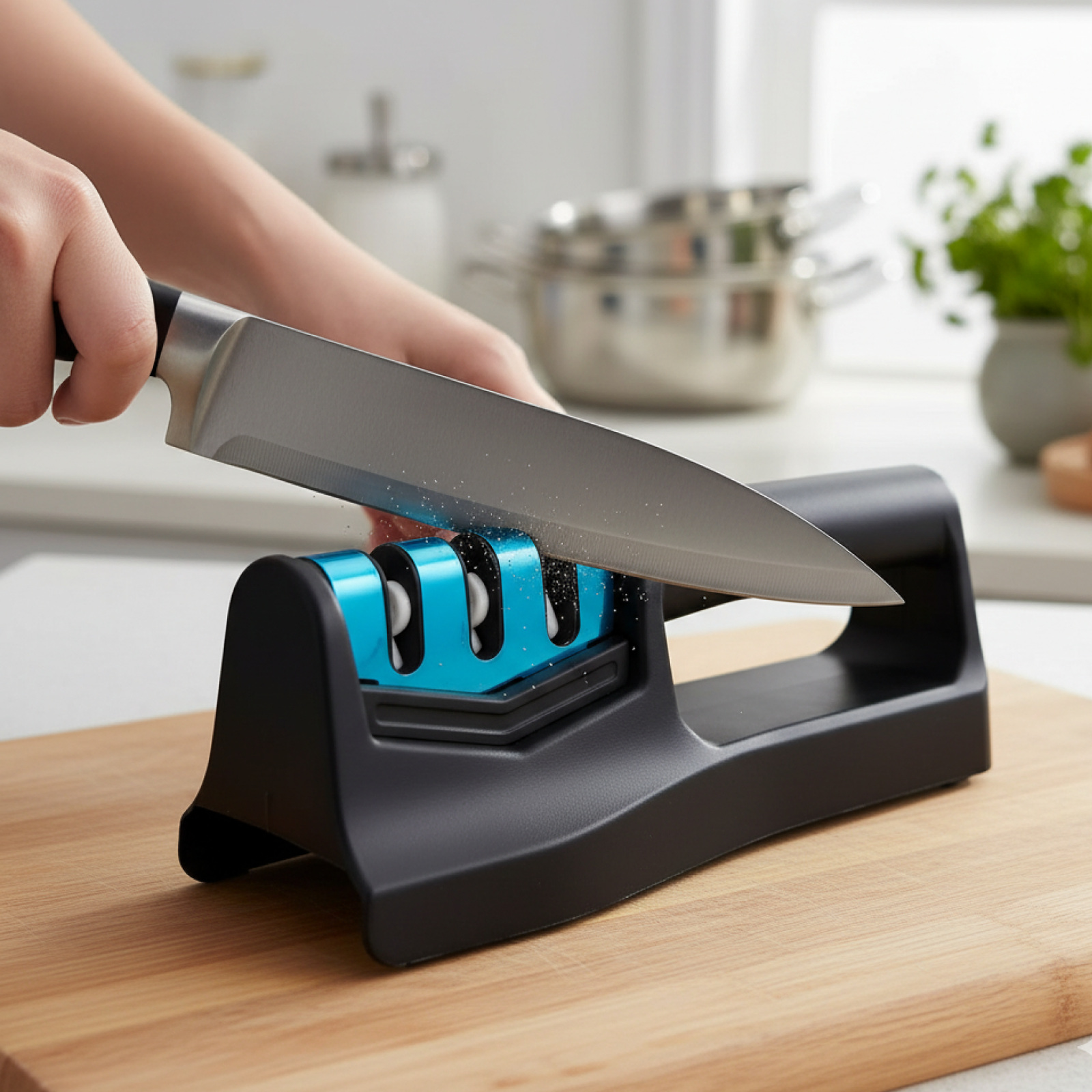 Kitchen Knife Sharpener – Handheld Chefs & Serrated (1 Pc, Chopper Not Included)