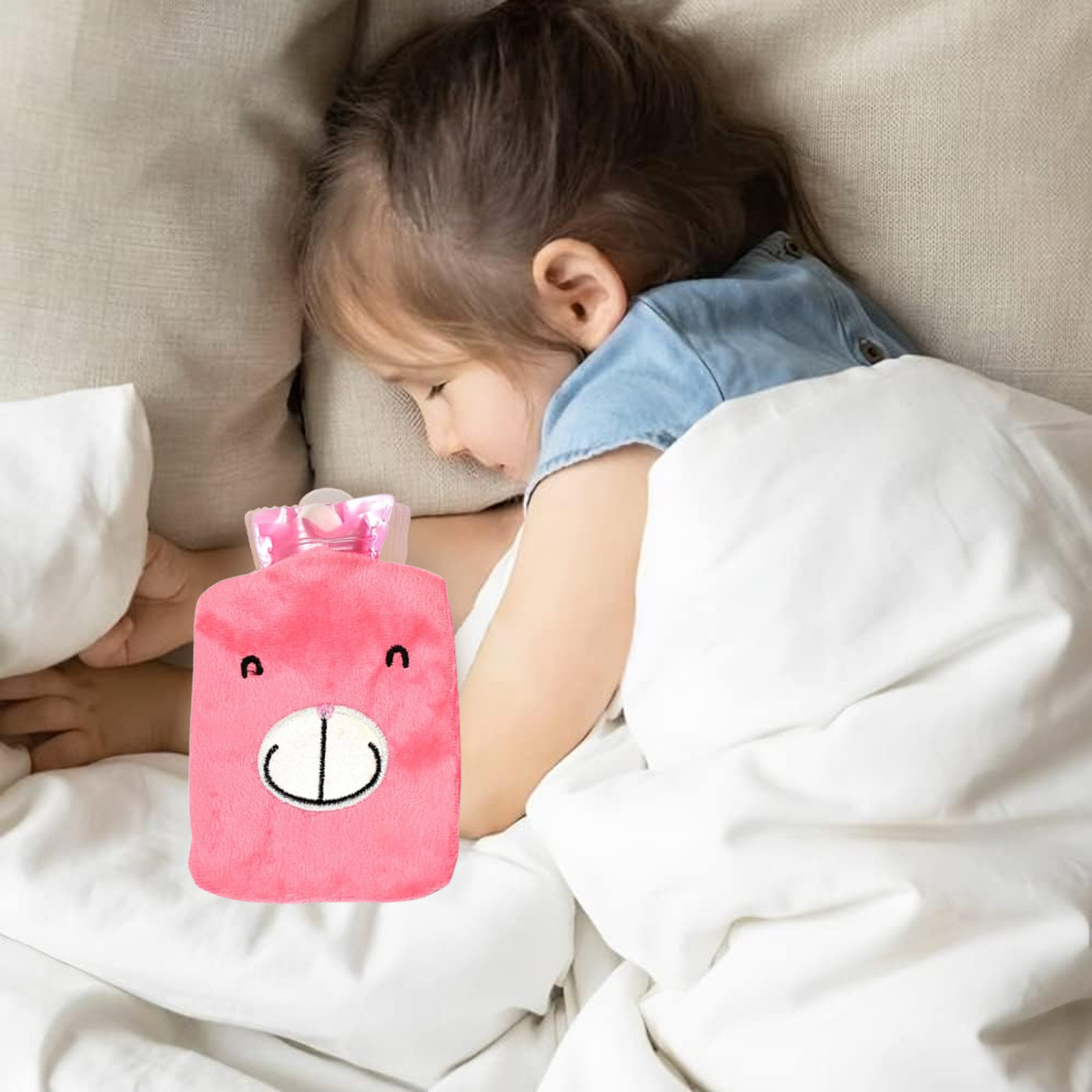 Pink Hot Water Bag with Cover Relief for Neck