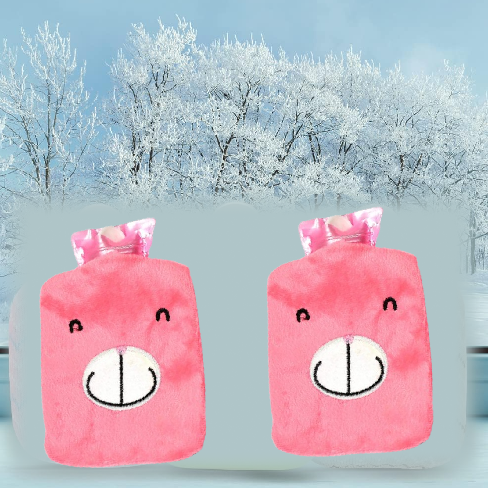 Pink Hot Water Bag with Cover Relief for Neck