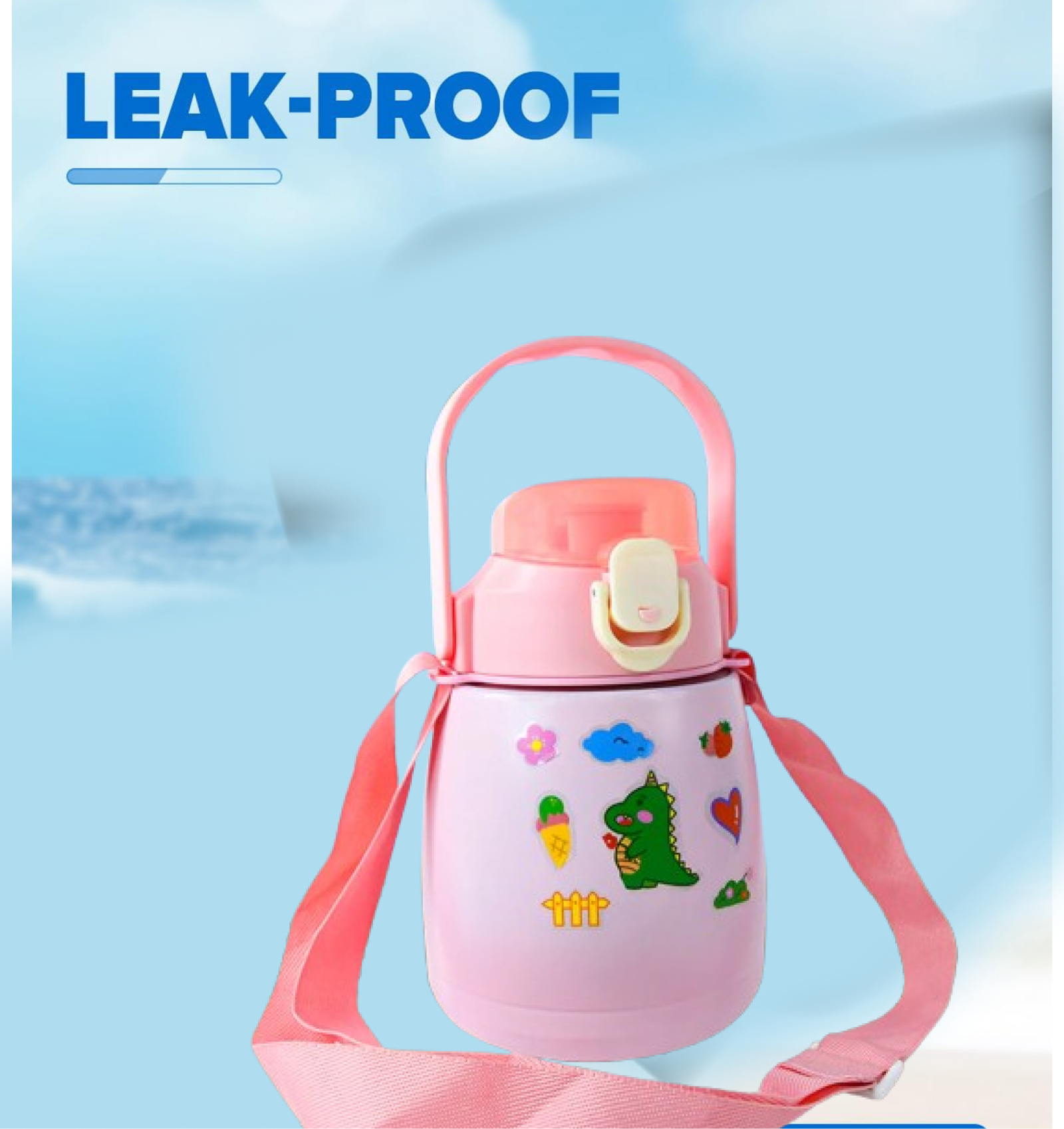 Stainless Steel Vacuum Insulated Water Bottle with Handle & Sticker (700 ML)