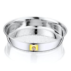 Rakesh Gold Stainless Steel Strainer for Kitchen – Multi-Use Steel Channi for Kitchen/Steel Chalni for Kitchen with Holes for Wheat | Steel Strainer for Kitchen (Stainless Steel, Medium)