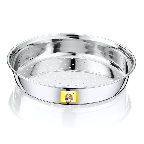 Rakesh Gold Stainless Steel Strainer for Kitchen – Multi-Use Steel Channi for Kitchen/Steel Chalni for Kitchen with Holes for Wheat | Steel Strainer for Kitchen (Stainless Steel, Medium)