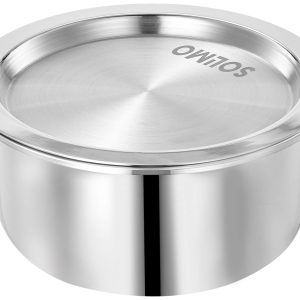 Amazon Brand - Solimo Tri-Ply Stainless Steel Tope with Steel Lid (16 cm, 1.5 litres)