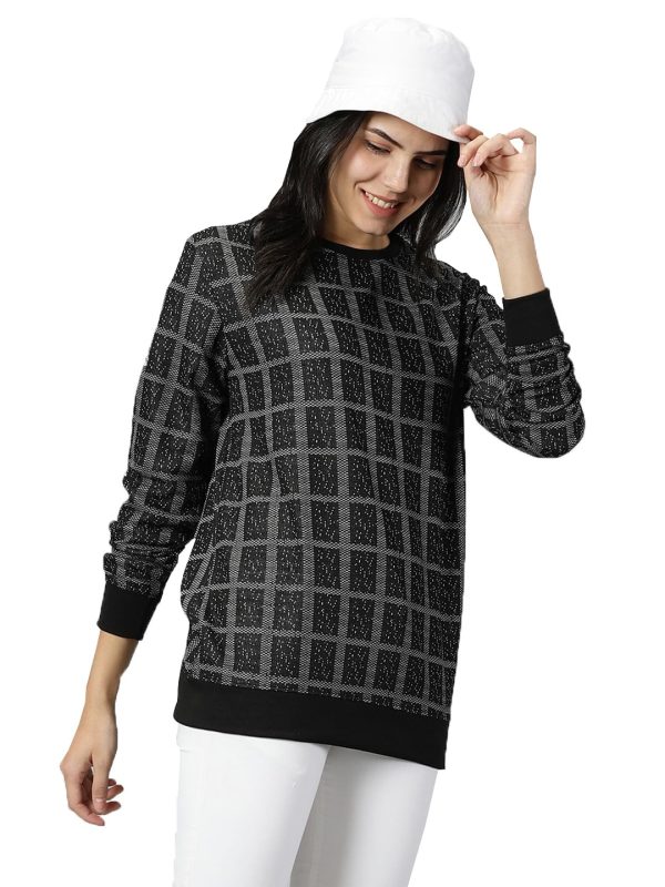 RodZen Women's Cotton Round Neck Loose Fit Oversized Sweatshirt