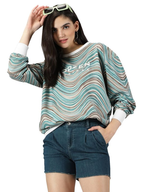 RodZen Oversized | Loose Fit |Full Sleeves Cotton Loopnet Round Neck T-Shirt for Womens/Girls