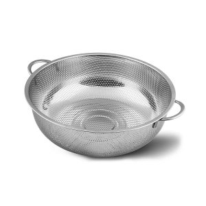 Stainless Steel Micro-Perforated Colander Kitchen Strainer Sieve with Handle - Large 5 Quart Bowl - Pasta, Rice, Fruit, Vegetable Drainer(Color Silver)