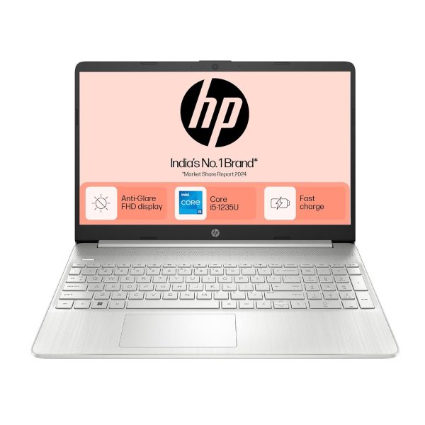 HP 15, 12th Gen Intel Core i5-1235U, 16GB DDR4, 512GB SSD, (Win 11, Office 21, Silver, 1.69kg), Anti-Glare, 15.6-inch(39.6cm) FHD Laptop, Intel Iris Xe Graphics, HD Camera, Backlit Keyboard, fy5009tu