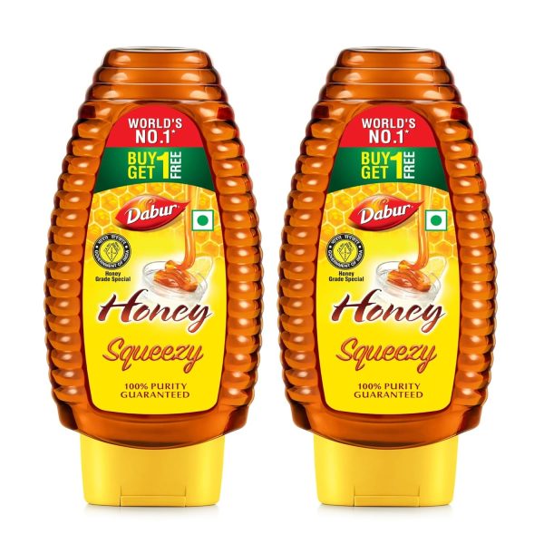 Dabur Honey Squeezy Pack 225g (225gx2, Pack of 2) | 100% Pure & Indigenous | World's No.1 Honey Brand with No Sugar Adulteration | Fitness & Health | Natural Immunity Booster | Rich in Antioxidants