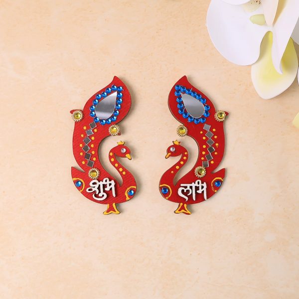 Decorative Wooden Shubh Labh Wall Hanging (2 Pc)