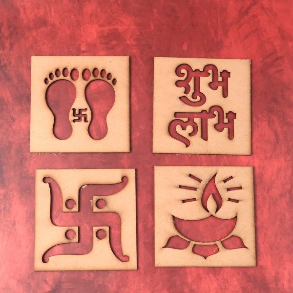 Wooden Decorative Cutouts (Mix Design / 4 Pc)