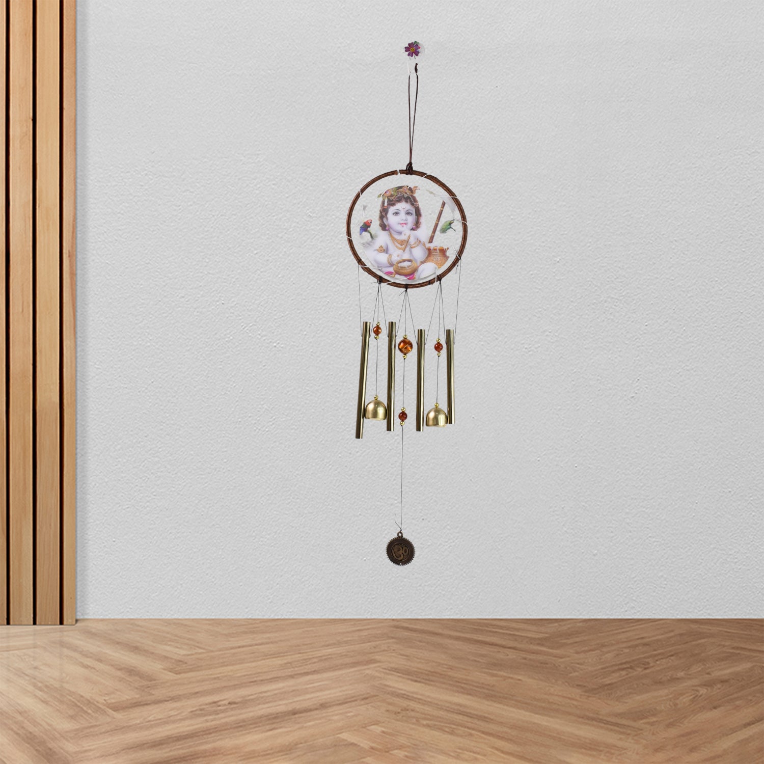 Krishna Medallion Dream Catcher Wind Chime Pendant Wall Hanging - Spiritual Home Decor