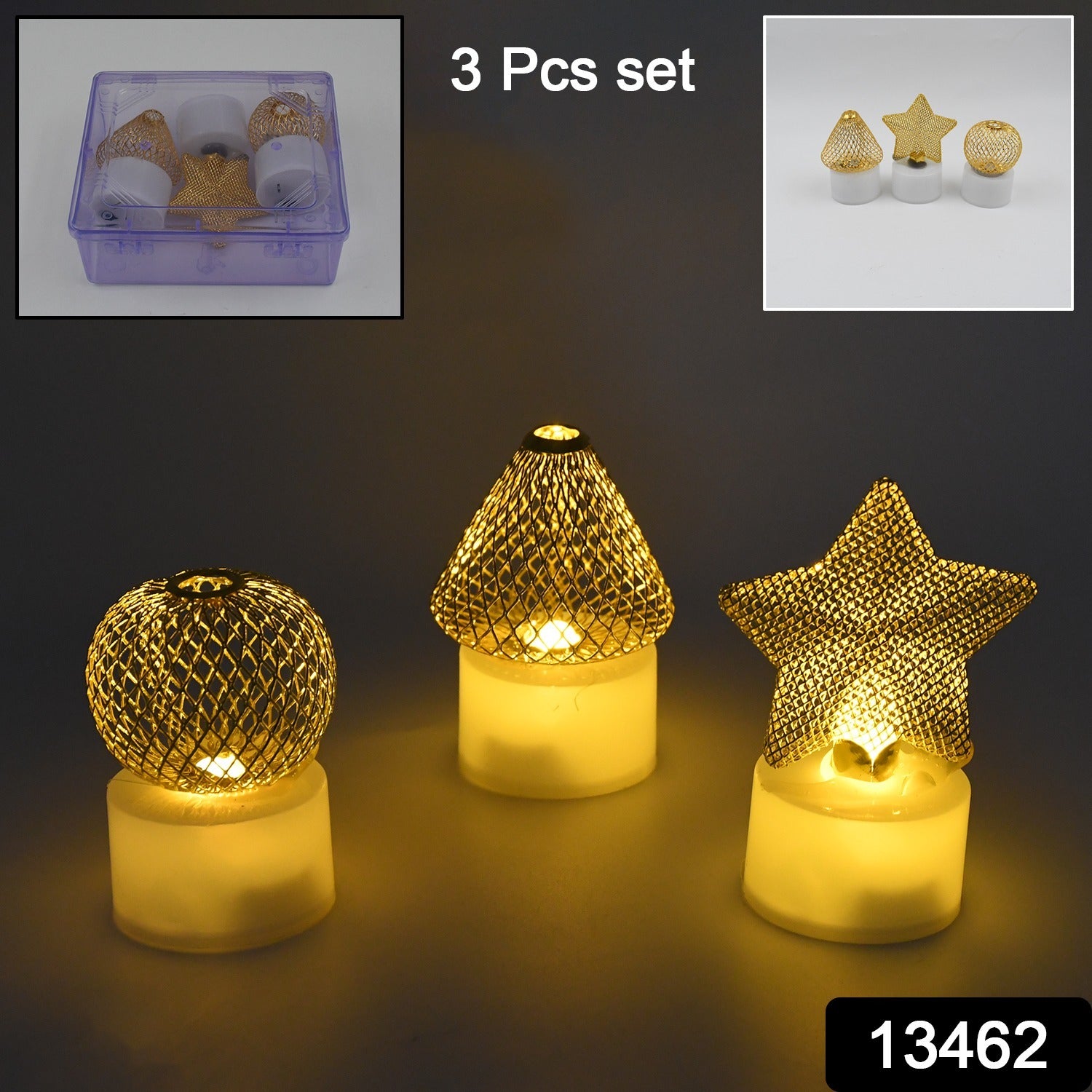 Flameless and Smokeless Decorative Candles Acrylic Led Tea Light Candle for Gifting, House, Light, Diwali (3 Pc Set)