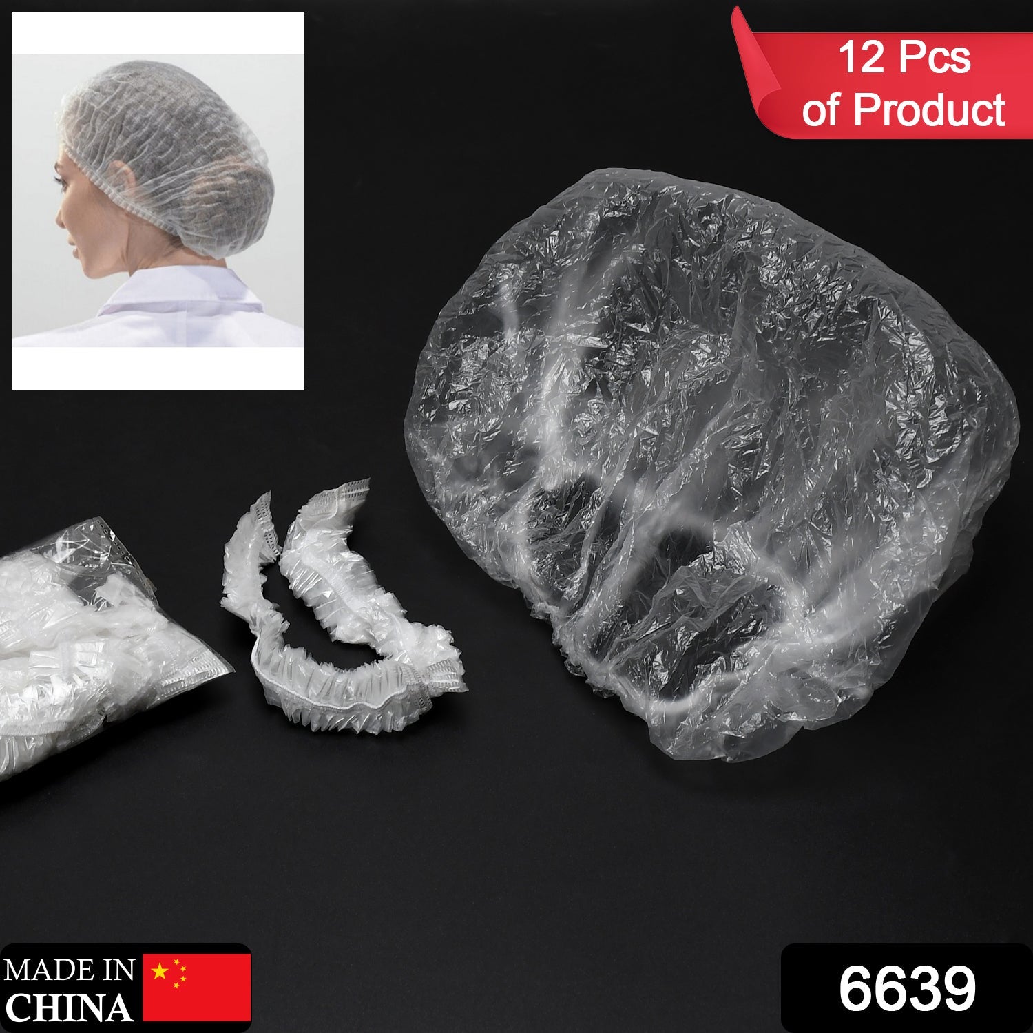 Large Disposable Waterproof Shower Caps – 12 Pack for Women, Travel, Hotel, Spa, Salon