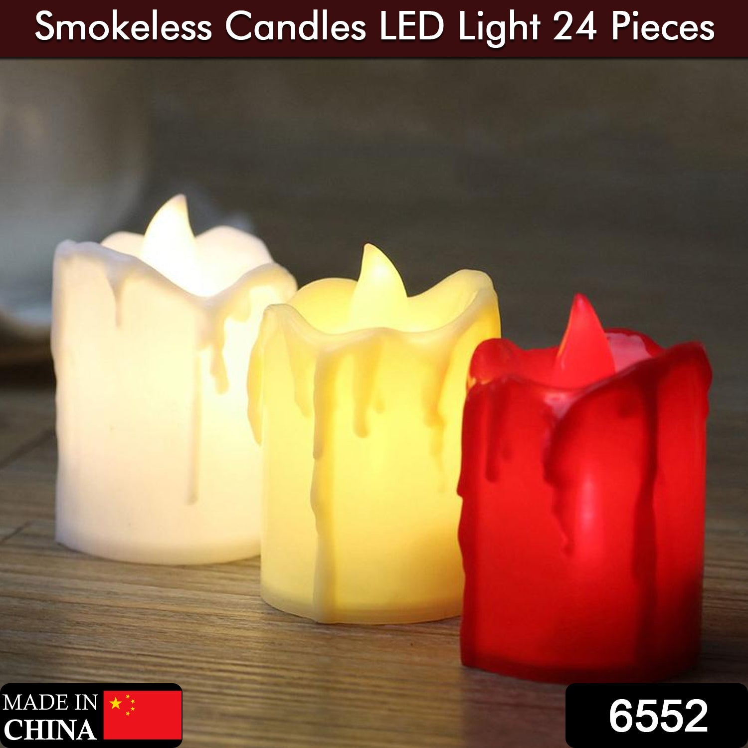 Set of 24 Multicolor Flameless Melted Design Candles for Decoration, Diwali