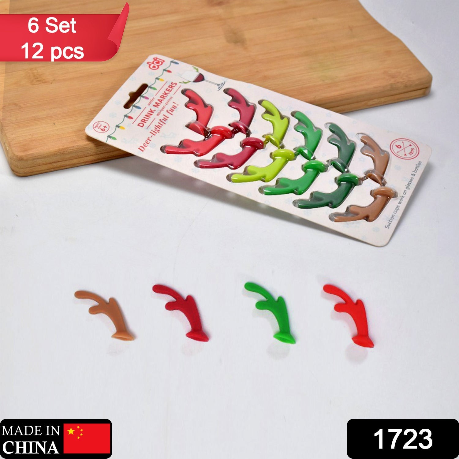 Silicone Deer Drink Marker, Safe 16PCS Wine Glass Identification Tag Lightweight Unique Durable for Party