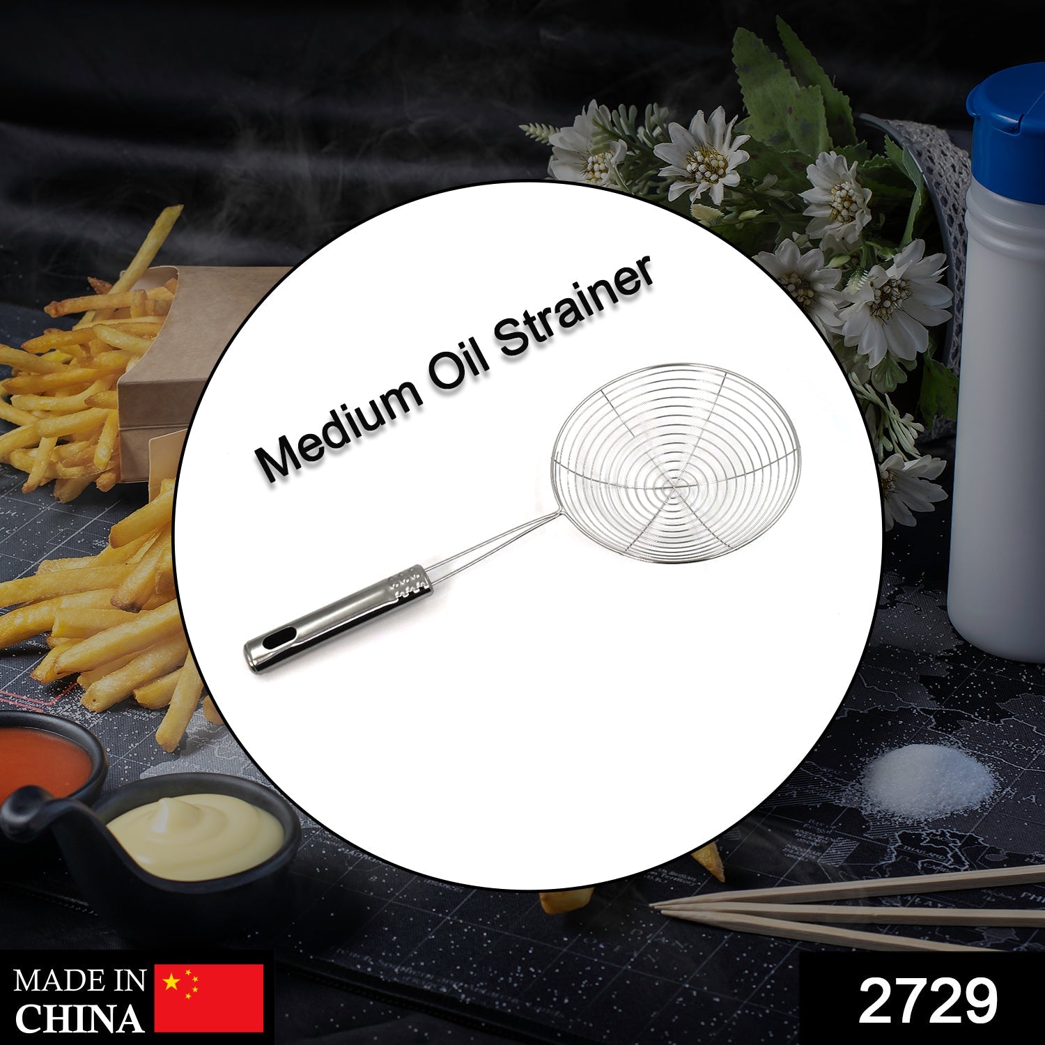 Medium Oil Strainer To Get Perfect Fried Food Stuffs Easily Without Any Problem And Damage.