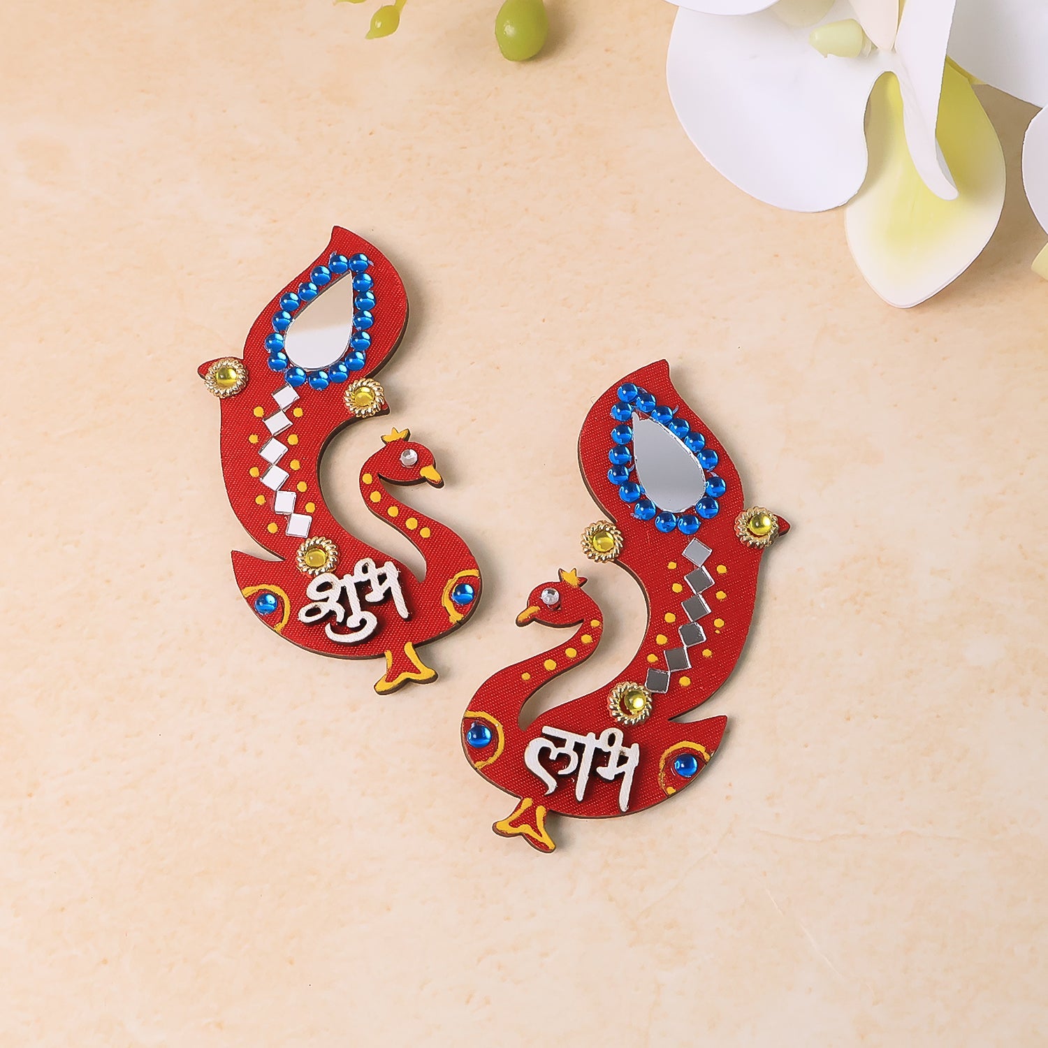 Decorative Wooden Shubh Labh Wall Hanging (2 Pc)