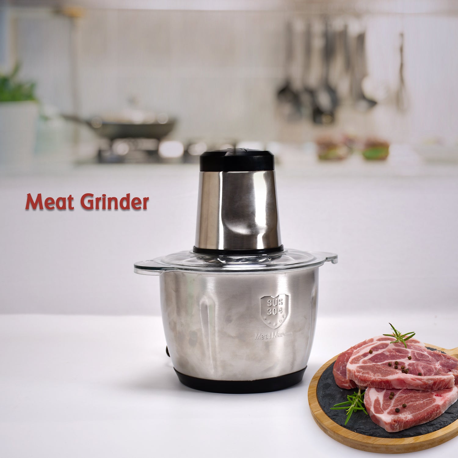 Stainless Steel Electric Meat Grinders with Bowl Heavy for Kitchen Food Chopper, Meat, Vegetables, Onion , Garlic Slicer Dicer, Fruit & Nuts Blender (3L)