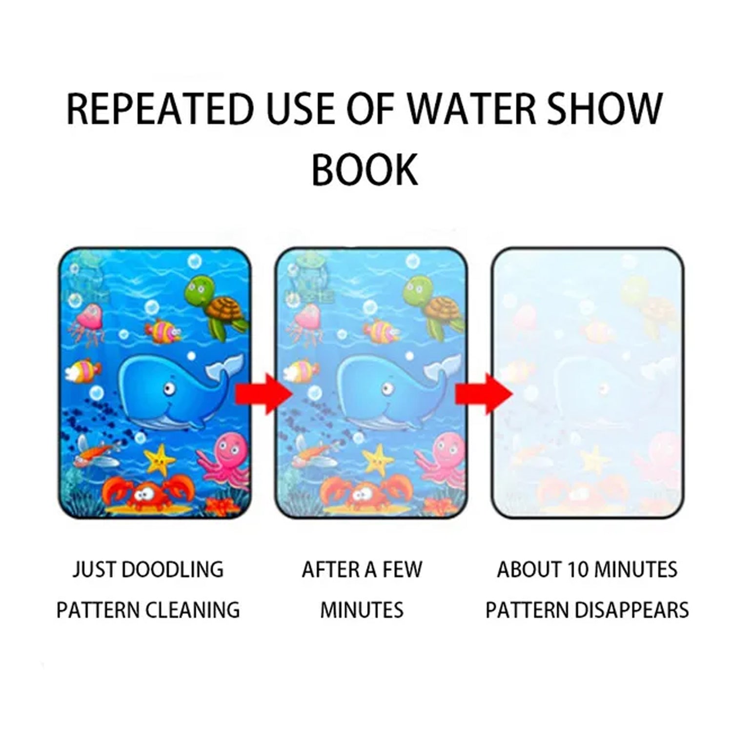 Magic Water Quick Dry Book Water Coloring Book Doodle with Magic Pen Painting Board