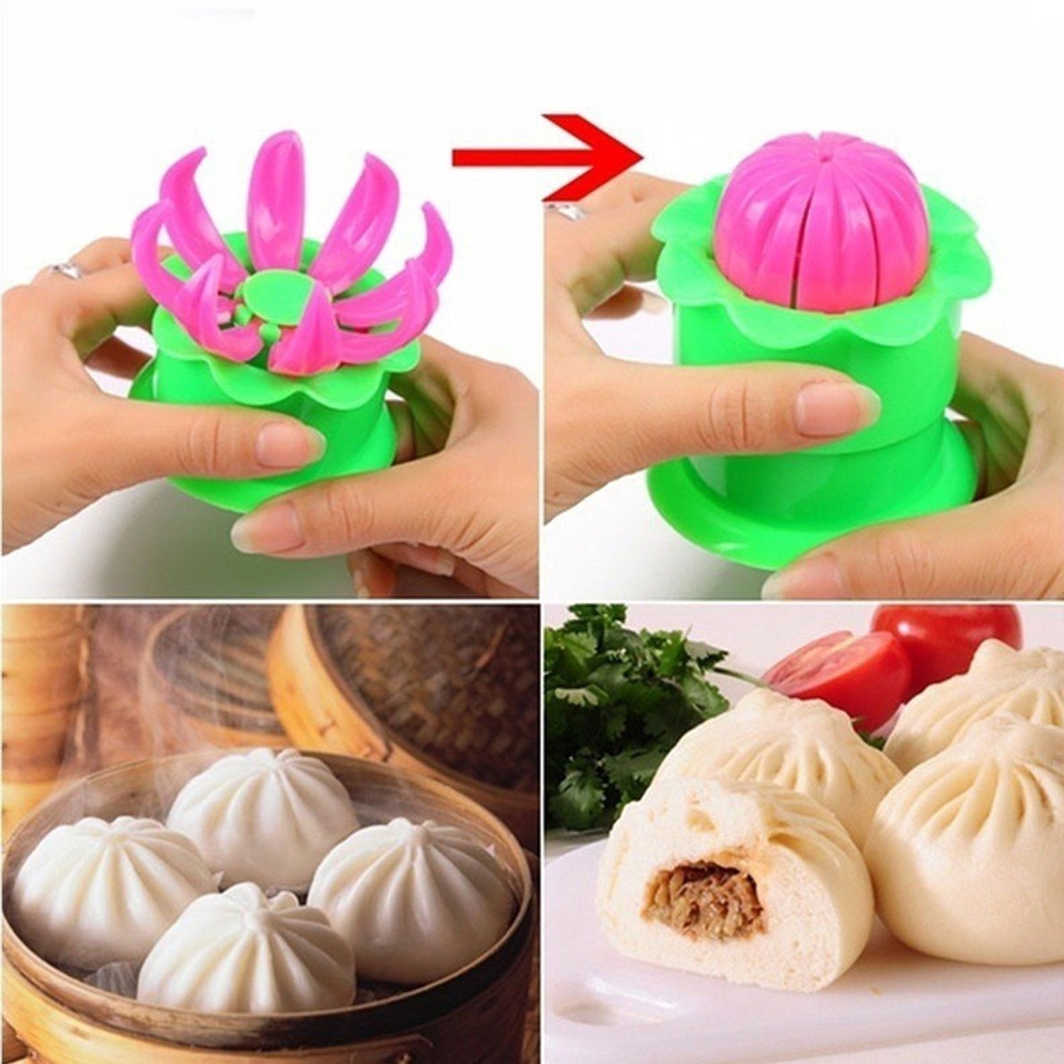 Momos maker Plastic Mold and Filling Spoon Cooking Tools Set Steamed Stuffed Bun Maker and Dumpling Maker for Cooking Delicious