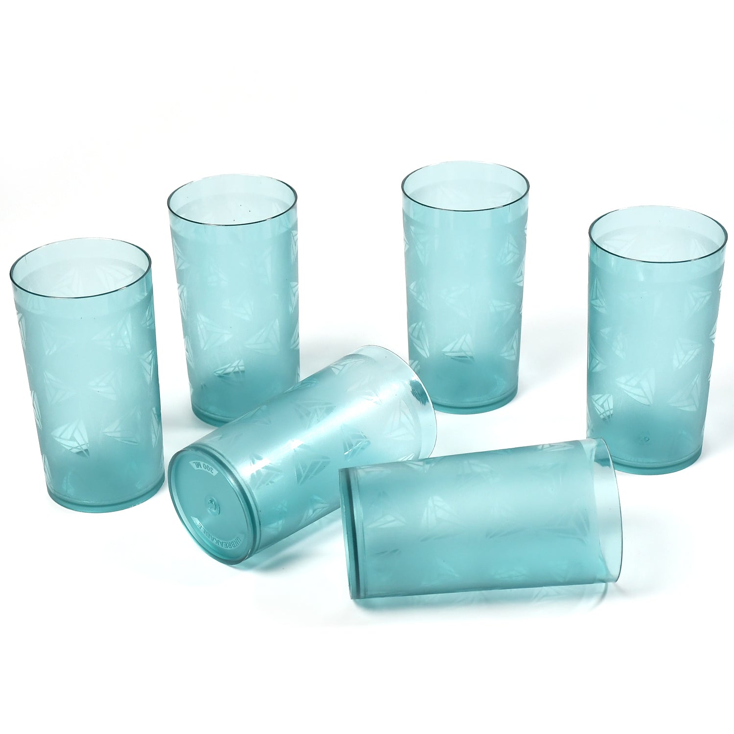 Round Plastic Water Glass Juice Beer Wine Plastic Unbreakable Transparent Glass Set ( 300ml 6pc )
