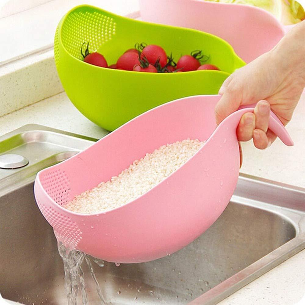 Plastic Rice Bowl / Food Strainer Thick Drain Basket with Handle for Rice, Vegetable & Fruit (set of 3pcs)