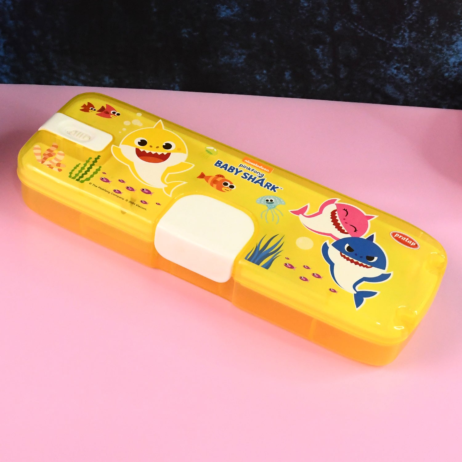 Plastic Pencil Box with LED Light & Cartoon Print (1 Pc)