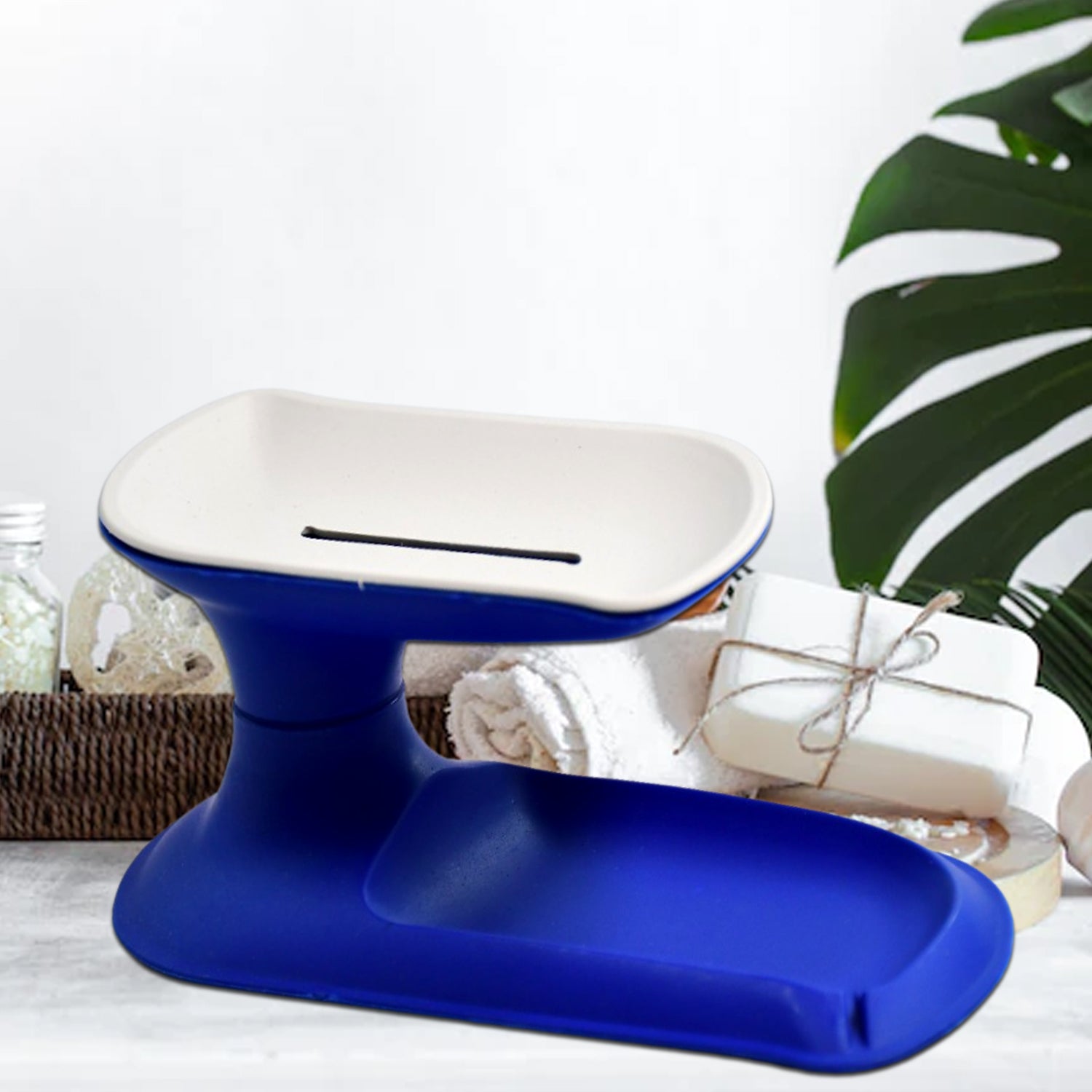 Plastic Double Layer Soap Dish Holder| Decorative Storage Holder Box for Bathroom, Kitchen, Easy Cleaning ,Soap Saver.