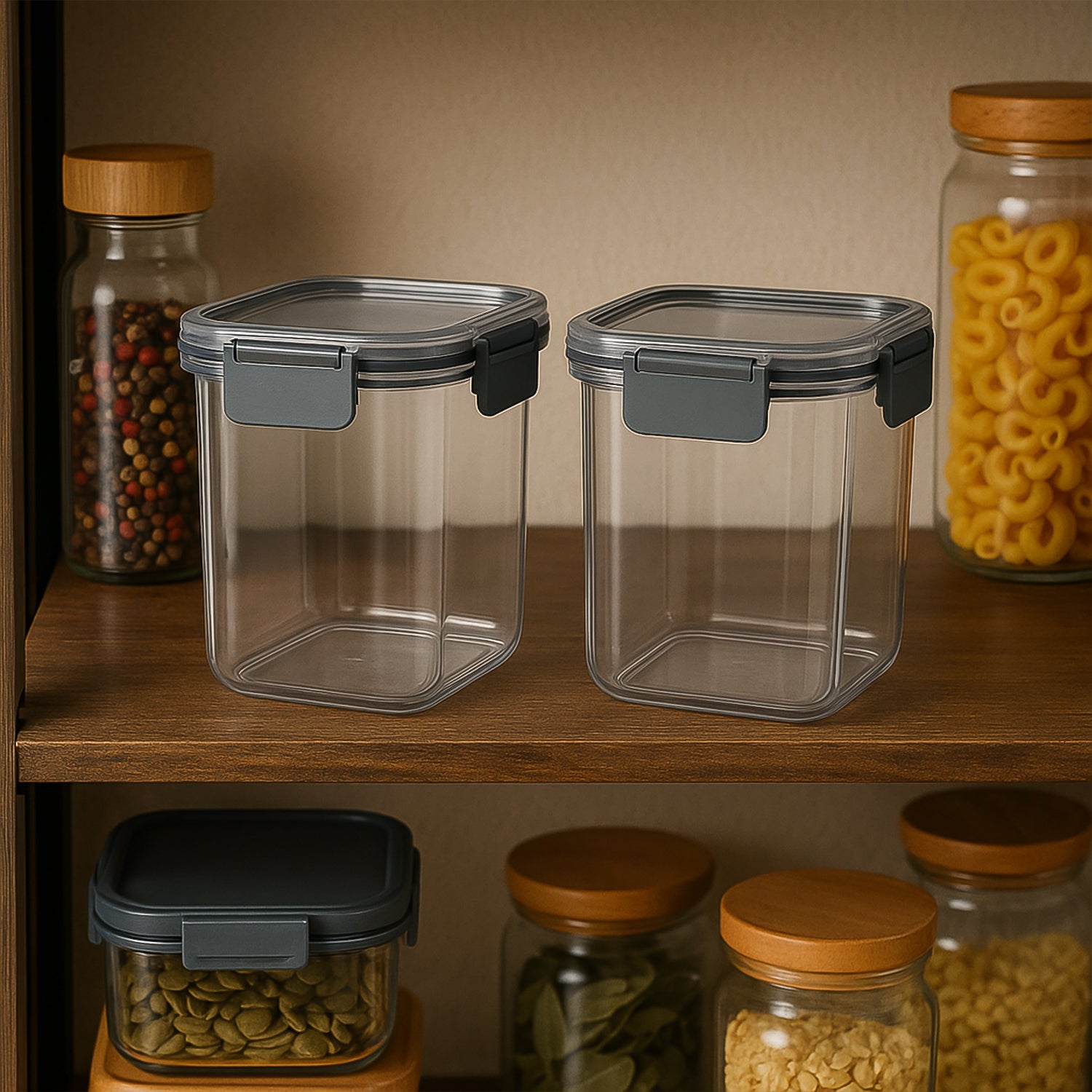 Apex Press N’ Lock Airtight Food Storage Container Set (2Pc/900ml) Approx