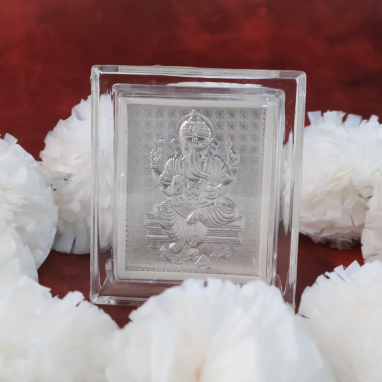Embossed Silver-Plated Lord Ganesha Photo Frame  (1 Pc)