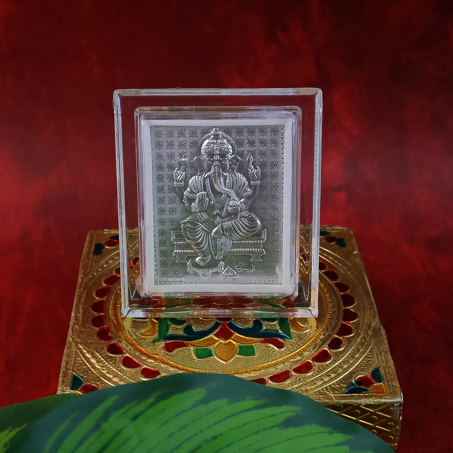 Embossed Silver-Plated Lord Ganesha Photo Frame  (1 Pc)