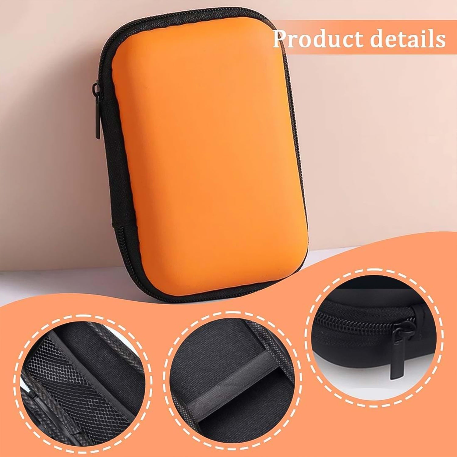 Premium Hard Shell Portable Storage Case with Zipper Closure (1 Pc)