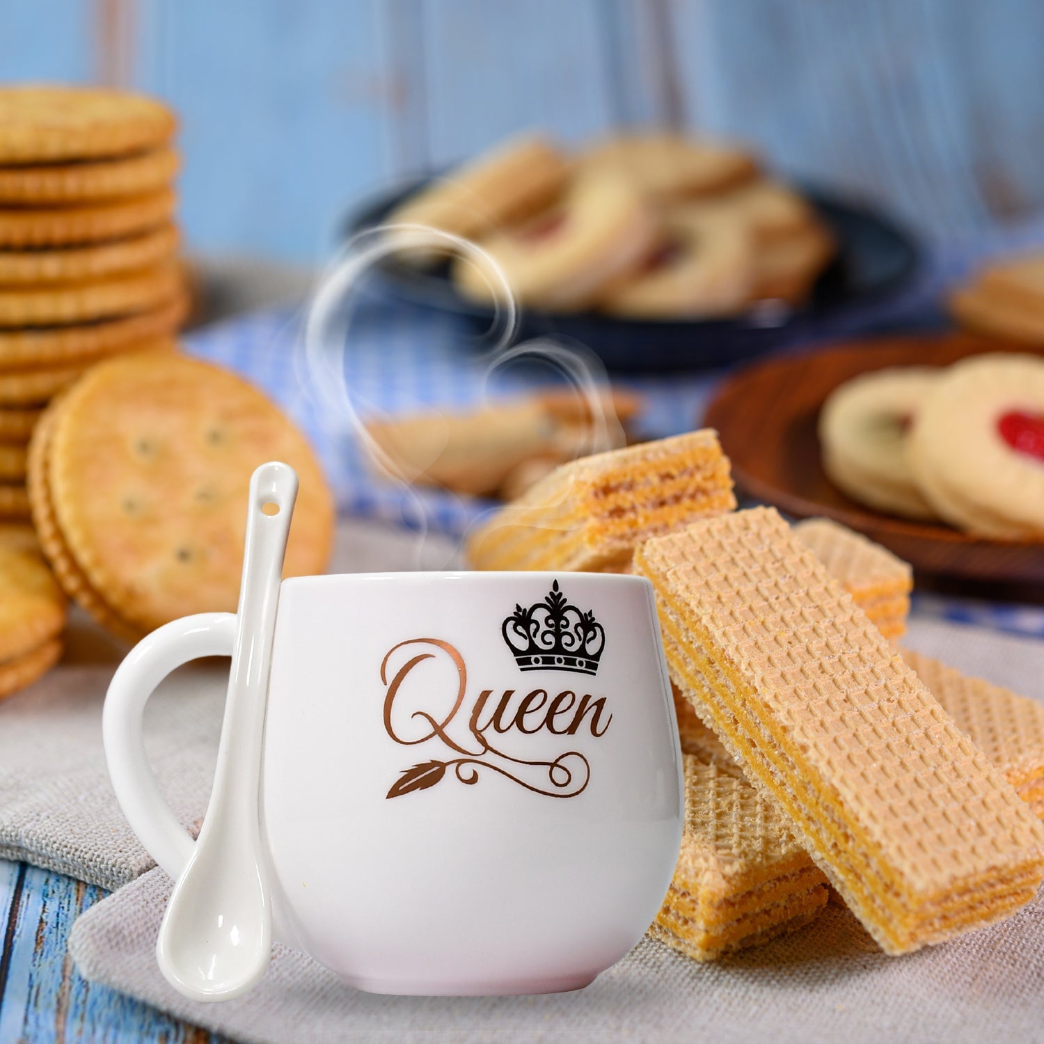 Multi design coffee Mug With Spoon and box packing. Ceramic Mugs to Gift your Best Friend Tea Mugs Coffee Mugs Microwave Safe (1 Pc / Mix Color)