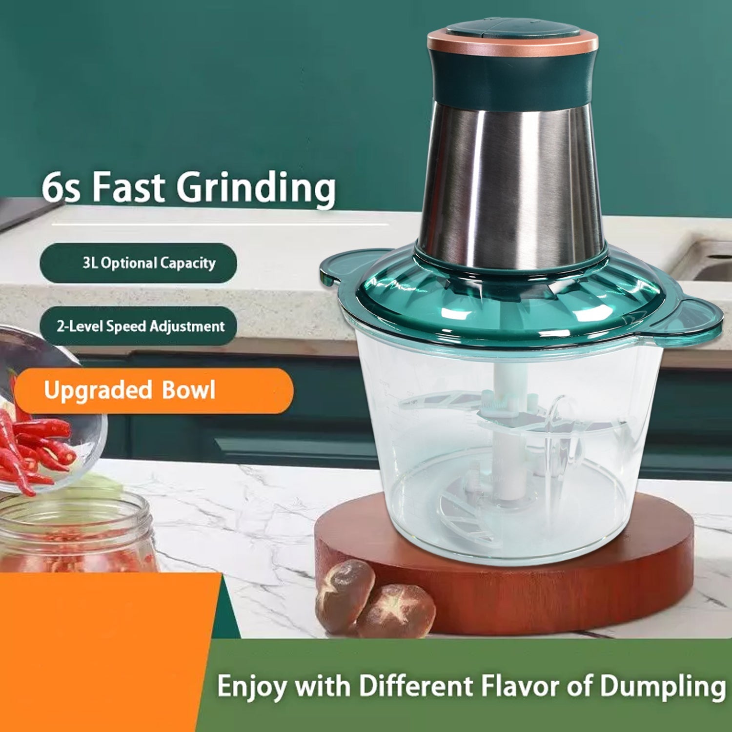 Stainless Steel Electric Meat Grinders with Bowl for Food Chopping Meat & Vegetable.