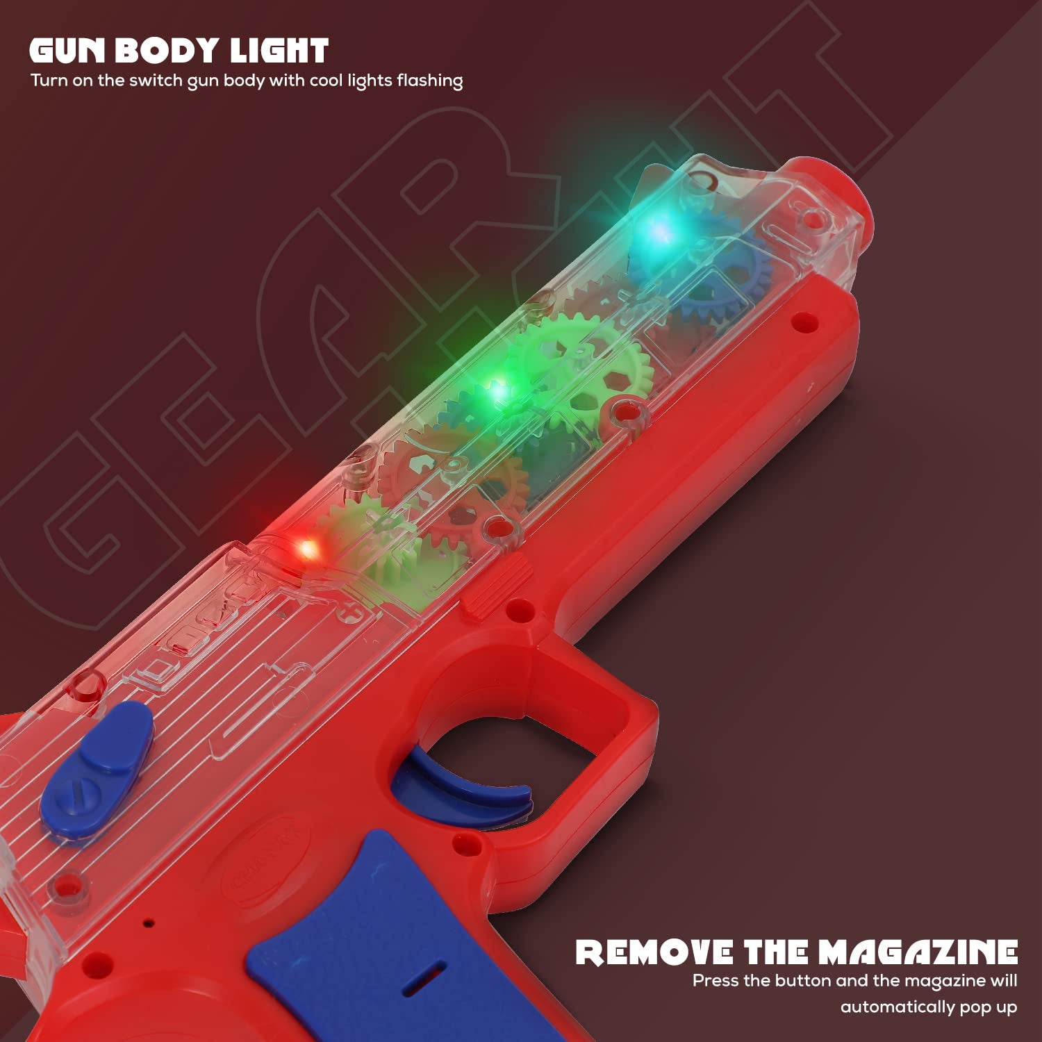 Plastic Gear Simulation Laser Toy Gun – 3D Lights, Music & Rotating Gear (1 Pc, 3+ Years)