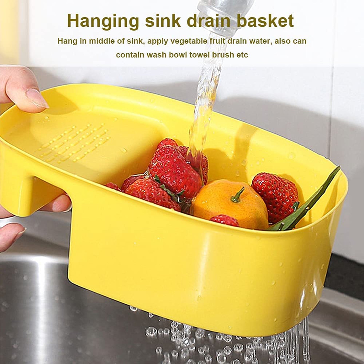 Kitchen Dish Drainer and Drying Rack Sink Basket for Washing Bowls Utensils Vegetables Fruits Storage Organiser