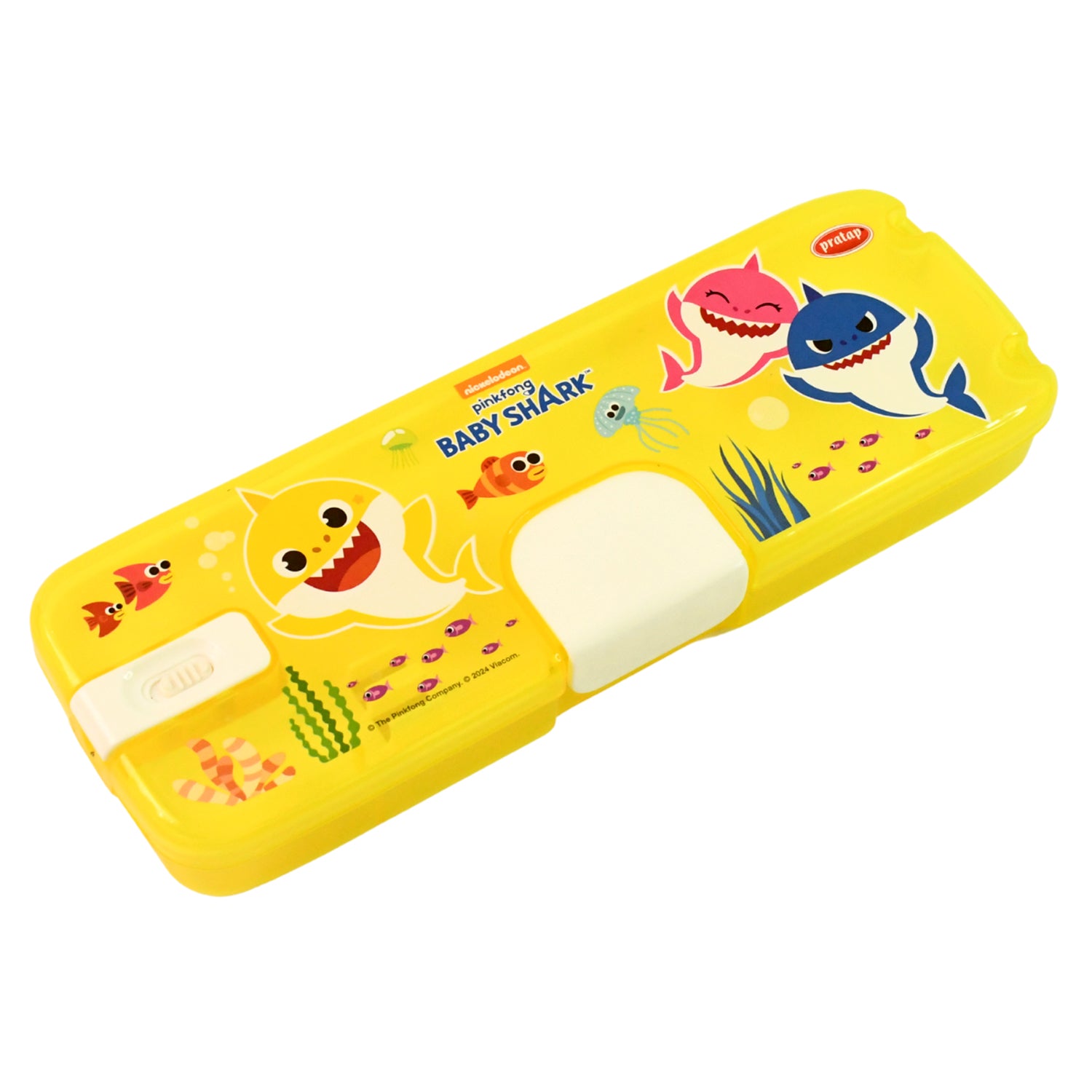 Plastic Pencil Box with LED Light & Cartoon Print (1 Pc)