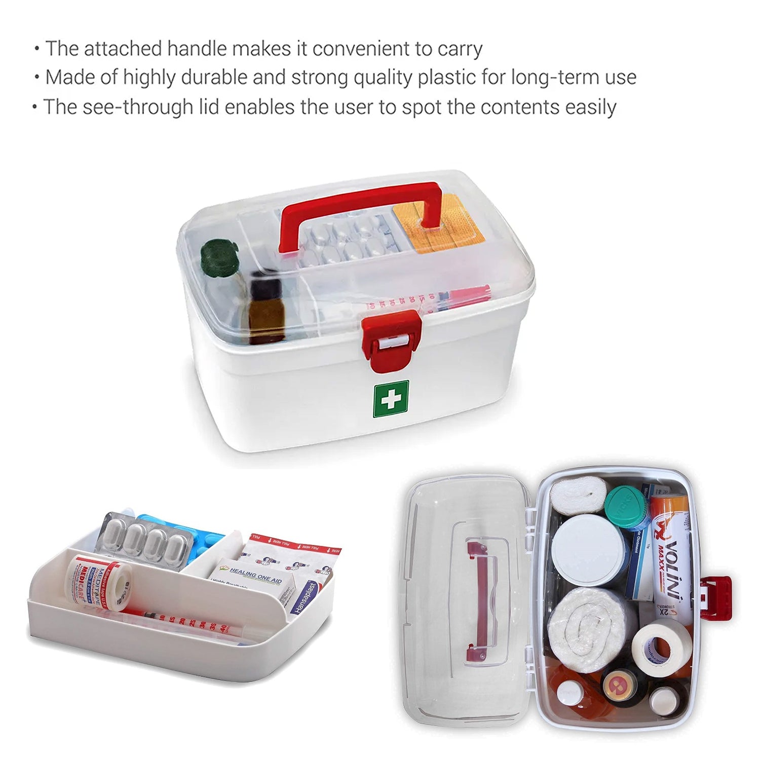 Medical Storage Box with Detachable Tray & Handle