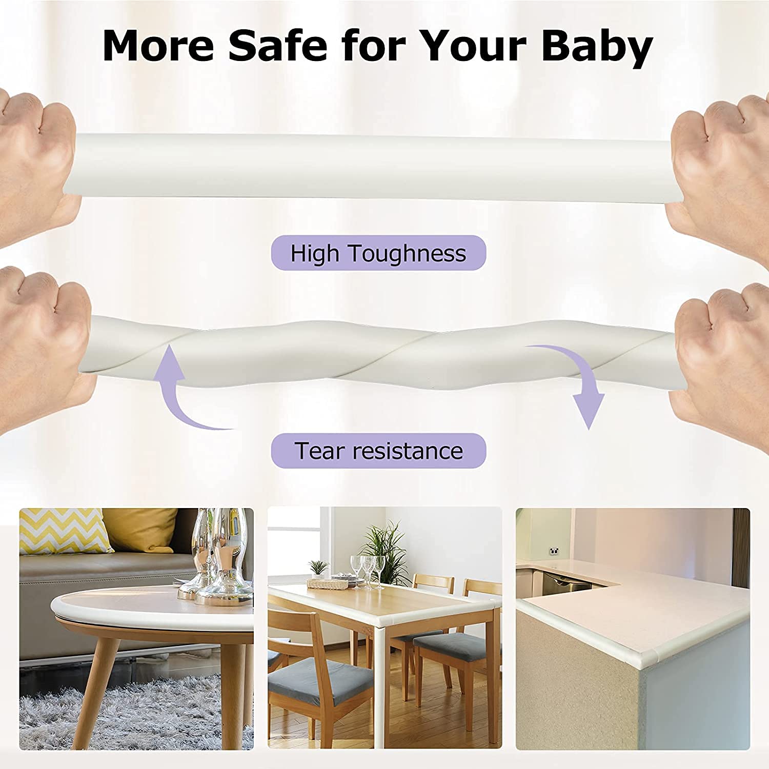 Corner Edge Protector – Soft Rubber Safety Bumper Guard for Baby Proofing Furniture, Table, & Bed (2 Mtr)