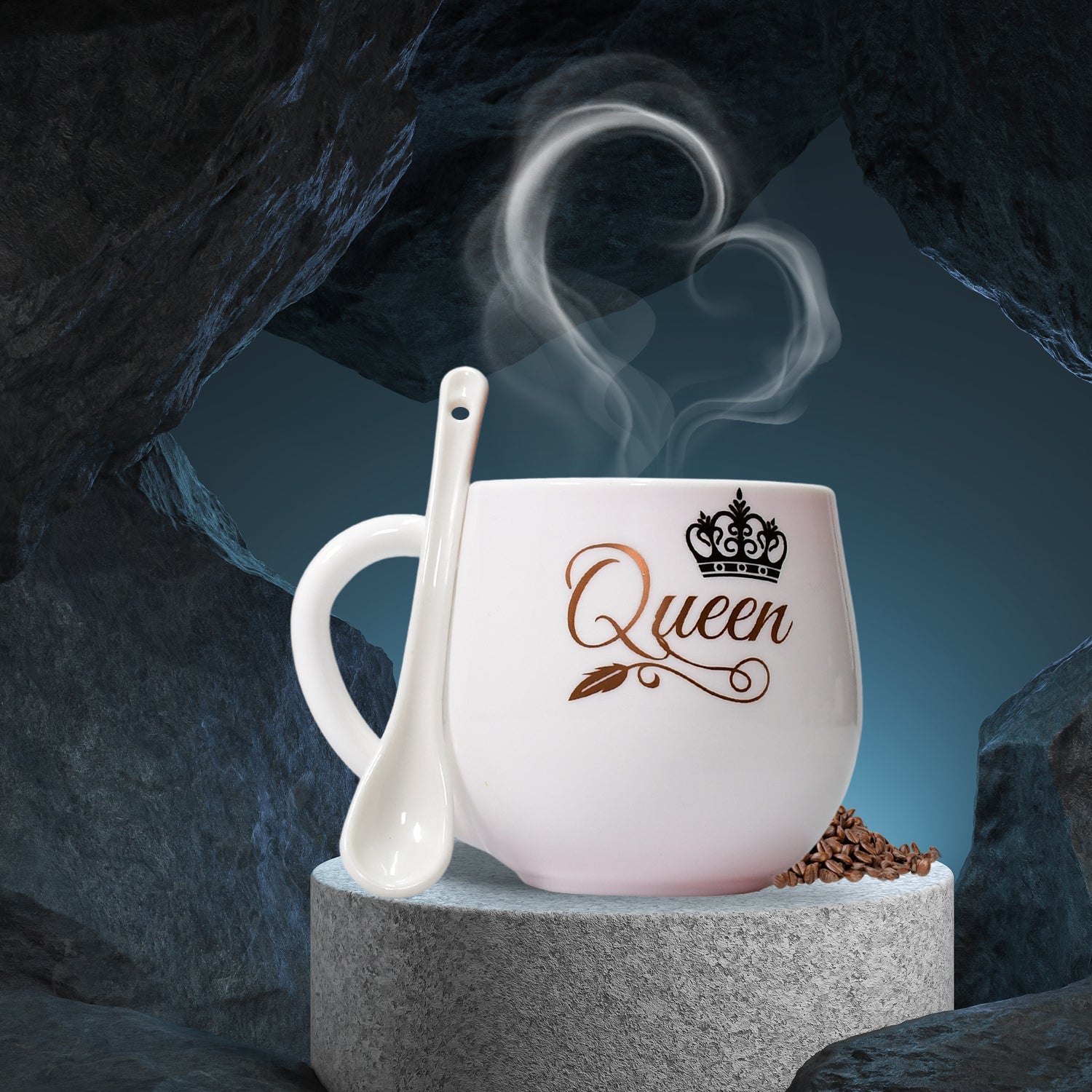 Multi design coffee Mug With Spoon and box packing. Ceramic Mugs to Gift your Best Friend Tea Mugs Coffee Mugs Microwave Safe (1 Pc / Mix Color)