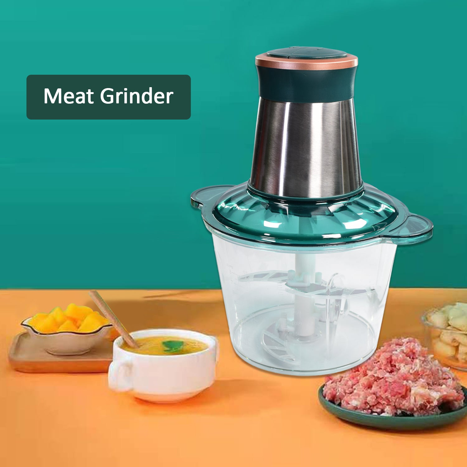 Stainless Steel Electric Meat Grinders with Bowl for Food Chopping Meat & Vegetable.