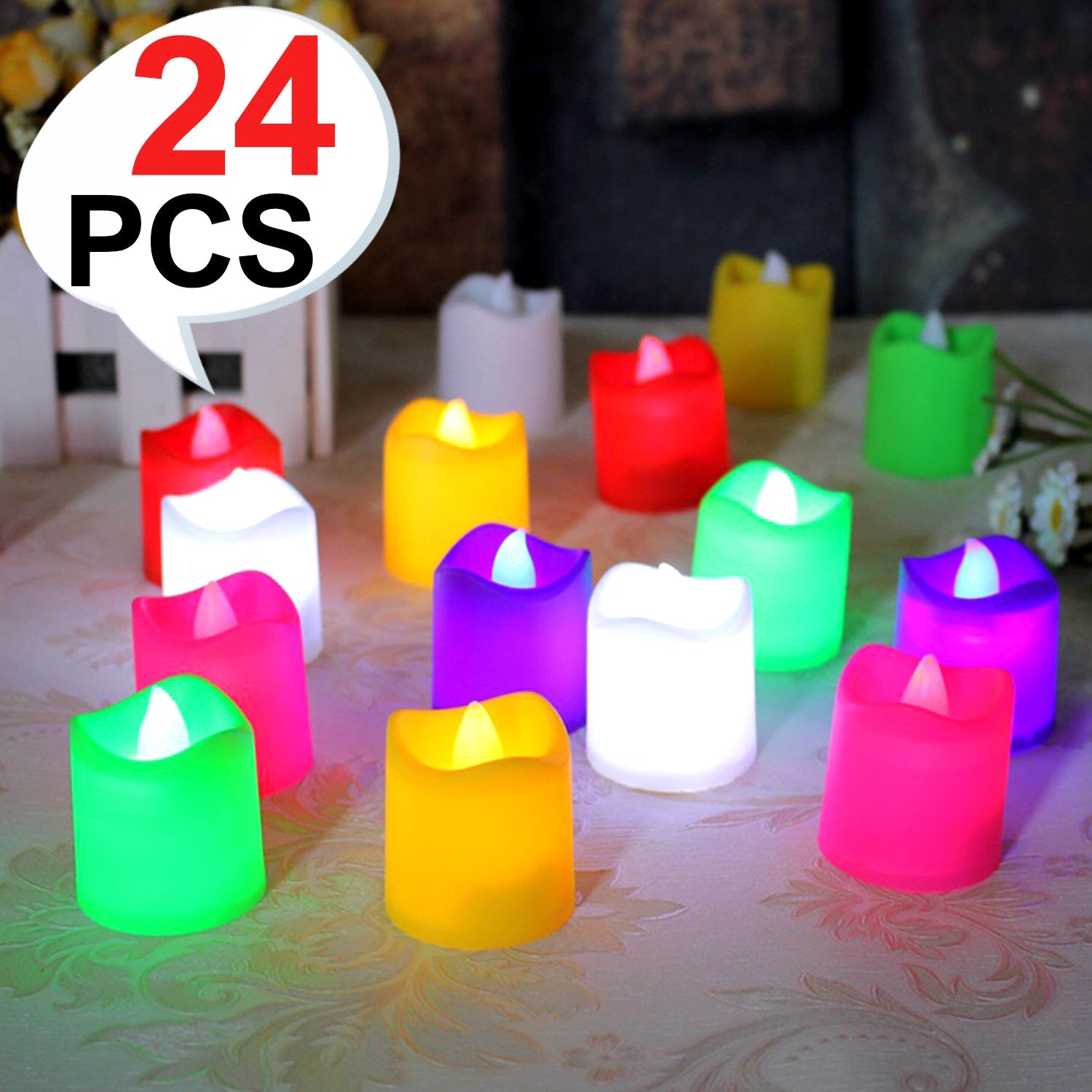 Festive Lighting for Any Occasion: 24 Pack LED Tealight Candles, Diwali (Multicolor)