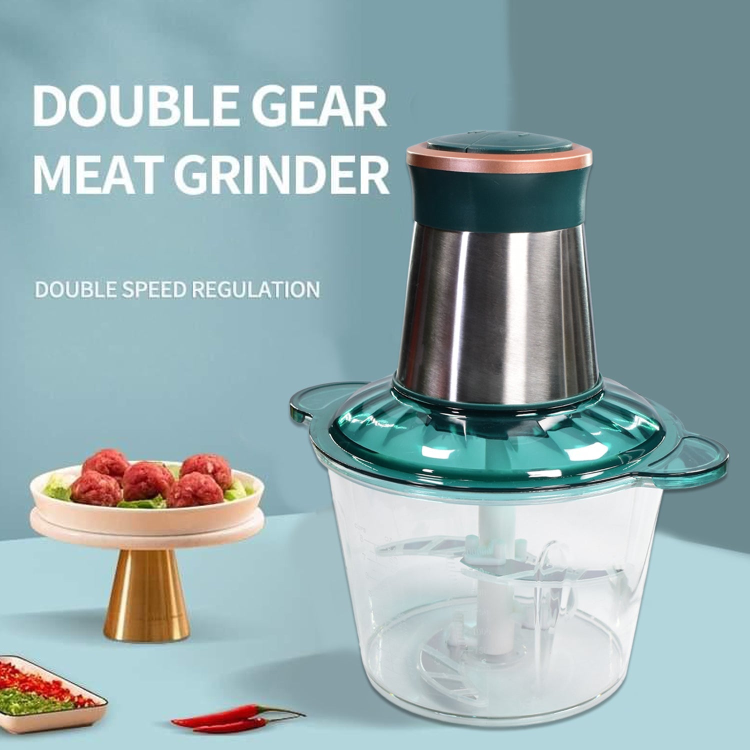 Stainless Steel Electric Meat Grinders with Bowl for Food Chopping Meat & Vegetable.